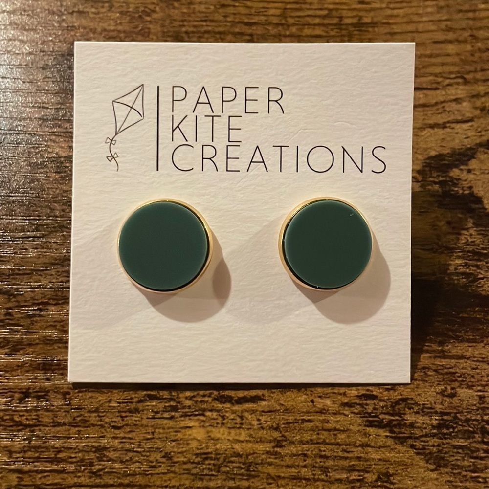Green and Gold Post Earrings